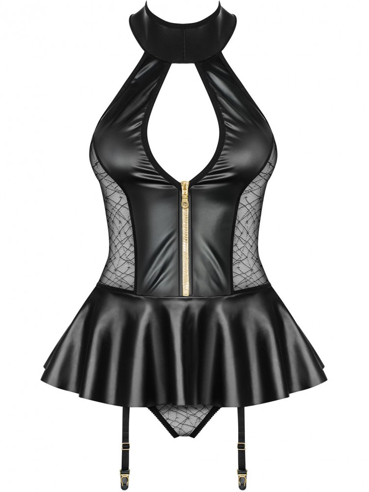 Corset negru cu jartiere Alexsandra 859 